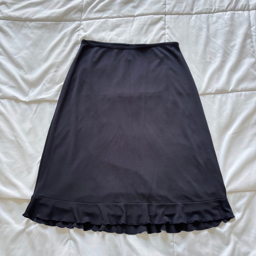 Gap Blue Ruffle Hem Midi Skirt Picot Trim Rayon Blend Womens Small Grunge Goth